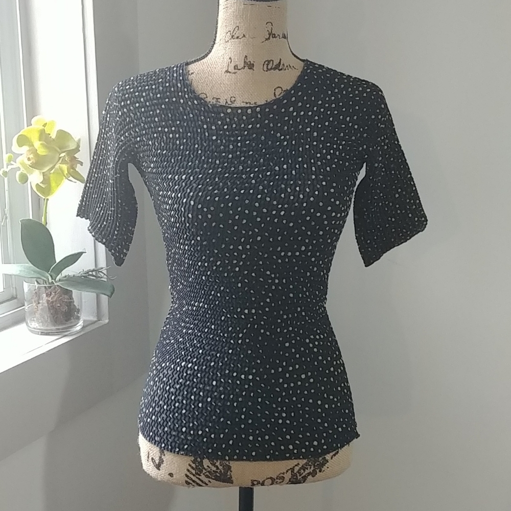 Black & gold polka-dot blouse